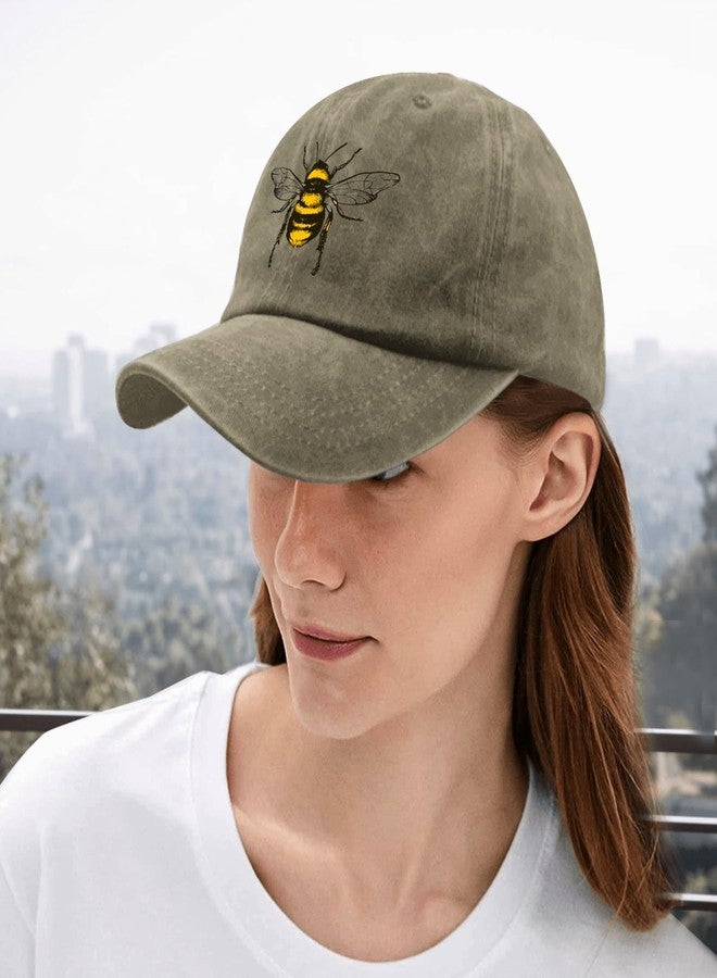 Paunook Bee Queen Hat Honey Blue Hat Pigment Khaki Womens Baseball Caps Gifts for Her Beach Hat - Image 5